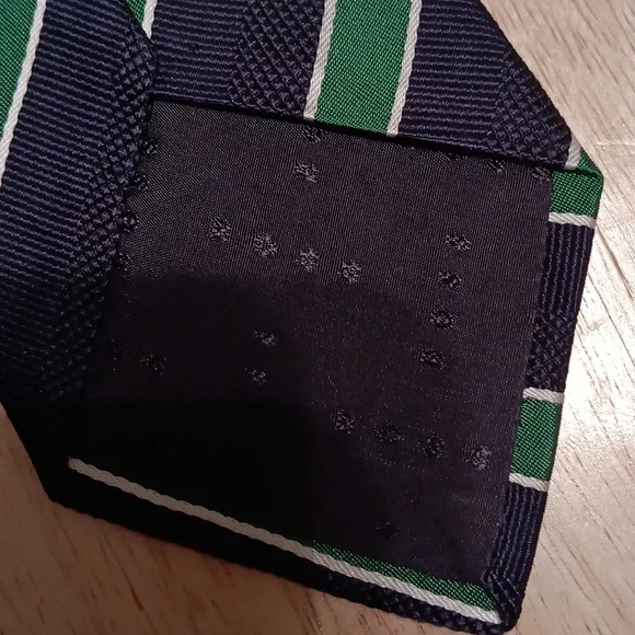 Hugo Boss Navy and Green Striped Tie - Picture 4 of 5